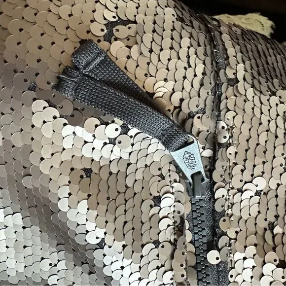 Fp Movement Free People Hit The Slopes Jacket silver sequin fleece bomber XL